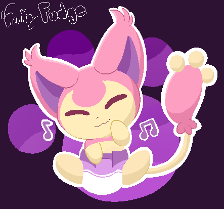 :3 ambiguous_gender clothed clothing diaper diaper_only eyes_closed feral musical_note musical_symbol sitting solo spread_legs spreading symbol tail topless wearing_diaper fairyfudge nintendo pokemon generation_3_pokemon pokemon_(species) skitty digital_media_(artwork) low_res signature