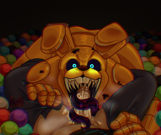 anthro ball_pit bodily_fluids buckteeth drooling duo fellatio first_person_view glowing glowing_eyes holding_leg long_tongue looking_at_viewer machine male male/male oral penile pittrap_(fnaf) pubes robotic saliva semi_public sex sharp_teeth teeth teratophilia tongue tongue_out tongue_wrapped_around_penis tonguejob tw1nkd3m0n five_nights_at_freddy's into_the_pit scottgames spring_bonnie_(fnaf) animatronic human humanoid lagomorph mammal monster monstrous_humanoid robot 2024 digital_media_(artwork)