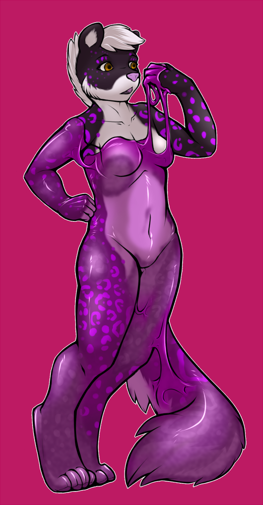 anthro bioluminescence biped female glowing hypnosis inanimate_transformation latex mind_control nude petrification purple_goo rock sculpture solo standing statue transformation ivory-raven ikani animate_inanimate felid mammal pantherine snow_leopard