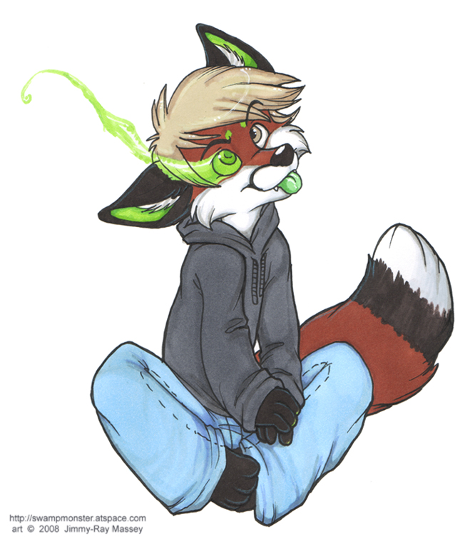 anthro biped bottomwear clothed clothing crossed_legs derp_eyes eye_mist fully_clothed hair male pants short_hair simple_background sitting solo tail text tongue white_background zeriara kitsune_(character) canid canine fox mammal 2008 marker_(artwork) traditional_media_(artwork) url