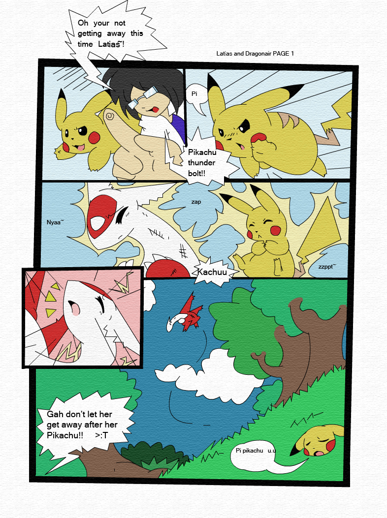 ambiguous_gender eyewear glasses group male outside plant text tree inkcookie nintendo pokemon generation_1_pokemon generation_3_pokemon human latias legendary_pokemon mammal pikachu pokemon_(species) 2009 comic english_text