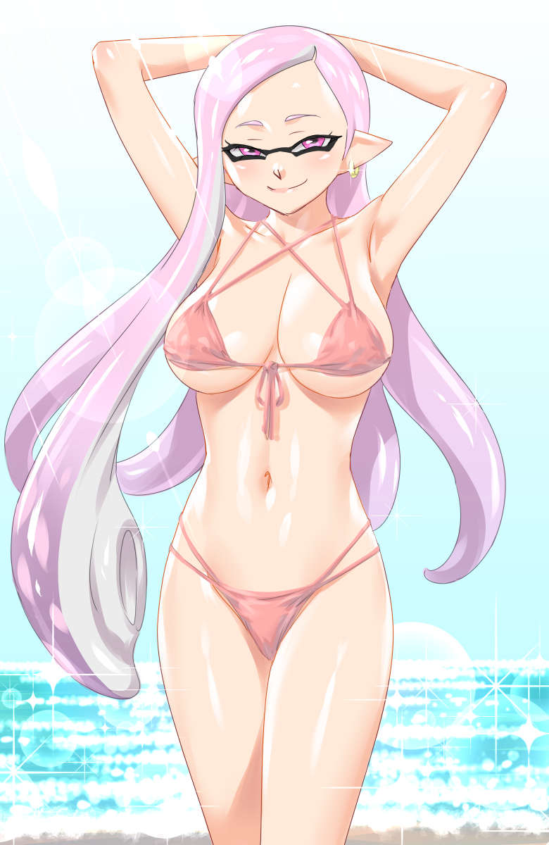 bikini breasts clothing detailed_navel ear_piercing ear_ring female humanoid_pointy_ears looking_at_viewer navel piercing pointy_ears pseudo_hair ring_piercing solo swimwear tentacle_hair tentacles two-piece_swimsuit g_brigander55 nintendo splatoon animal_humanoid cephalopod cephalopod_humanoid humanoid inkling marine marine_humanoid mollusk mollusk_humanoid hi_res