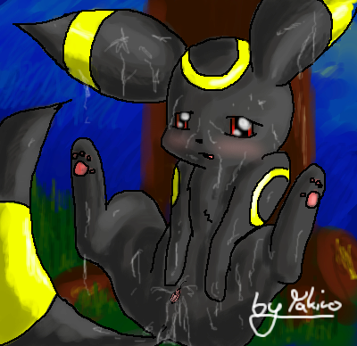 against_natural_surface against_surface against_tree blush bodily_fluids cum ear_markings facial_markings female feral forest genital_fluids genitals head_markings markings messy night nude outside plant pussy red_eyes sky solo tail tail_markings tree takiro_(artist) nintendo pokemon eeveelution generation_2_pokemon pokemon_(species) umbreon aliasing digital_media_(artwork) full-length_portrait low_res portrait