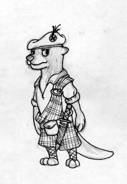 3_toes 4_fingers anthro argyle_(pattern) argyle_clothing argyle_legwear belt belt_pouch brooch clothing dagger ears_back feet fingers ghillie_shirt great_kilt hat headgear headwear jacobite_shirt kilt legwear looking_aside male melee_weapon neutral_expression pattern_clothing pattern_legwear pivoted_ears plaid plaid_clothing rolled_up_sleeves scabbard scotland scottish sheathed_weapon shirt simple_background solo sporran standing tam_o'_shanter toes topwear weapon white_background white_clothing white_shirt white_topwear labjer mammal mustelid otter river_otter 2016 black_and_white full-length_portrait graphite_(artwork) monochrome portrait traditional_media_(artwork)