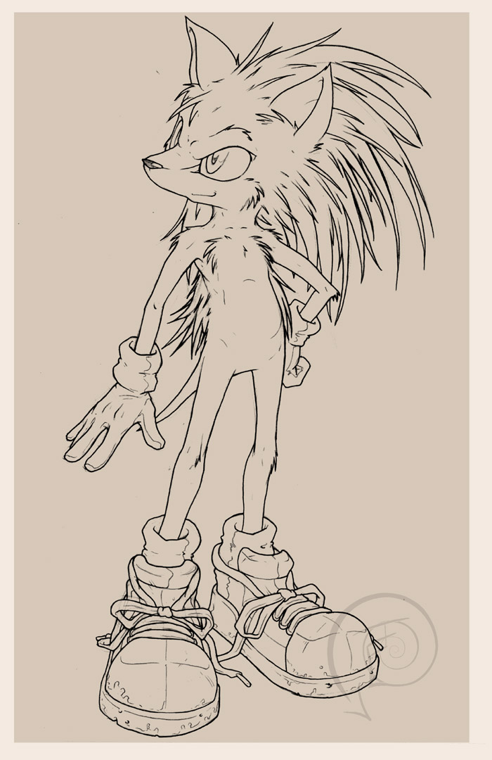 alternate_species anthro anthrofied chest_fuzz chest_tuft male solo tuft young swirlything sega sonic_the_hedgehog_(series) sonic_the_hedgehog eulipotyphlan hedgehog mammal monochrome sketch