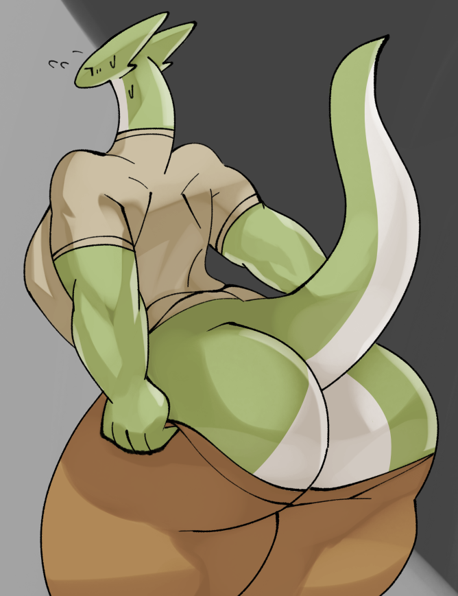 anthro big_butt bottomwear breasts butt clothing female green_body green_tail huge_butt huge_thighs non-mammal_breasts pants solo tail tan_bottomwear tan_clothing tan_pants thick_thighs tight_clothing white_body white_butt wide_hips worried psznnp mythology dragon mythological_creature mythological_scalie scalie 2021