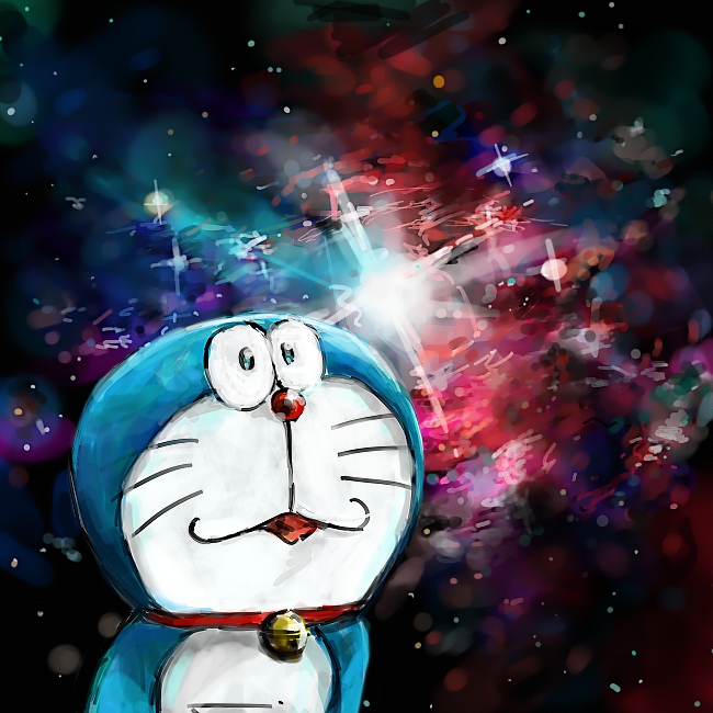 anthro bell blue_body blue_fur collar front_view fur looking_at_viewer male open_mouth pouch_(anatomy) red_collar red_nose robtot solo space whiskers white_body white_fur mt_tg doraemon doraemon_(character) domestic_cat felid feline felis mammal 1:1 2016 digital_media_(artwork) shaded