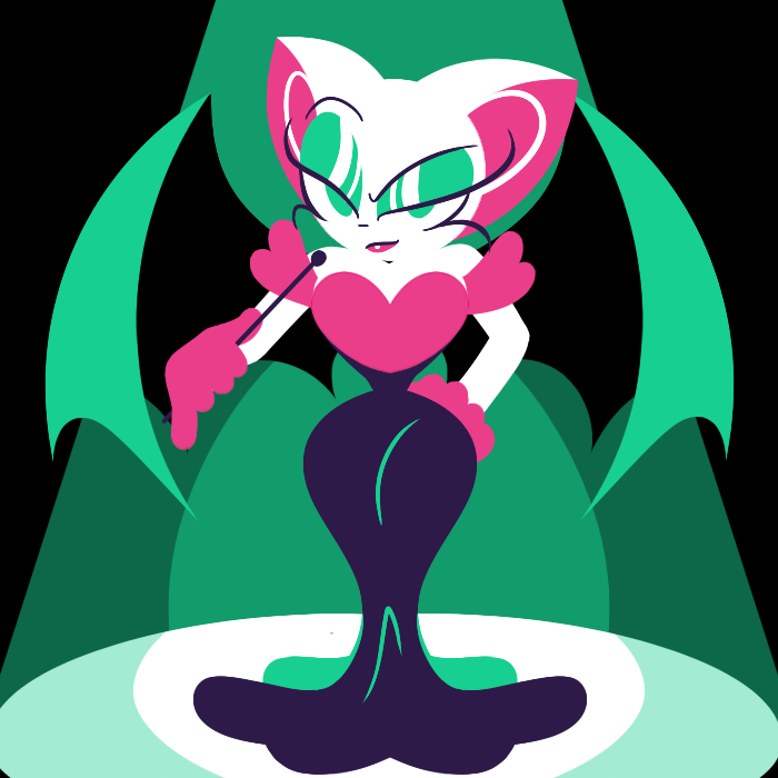 anthro bat_wings black_background breasts clothing curvy_figure electronics eyebrows eyelashes female gloves green_eyes green_wings half-closed_eyes hand_on_hip handwear hourglass_figure lipstick long_eyelashes makeup membrane_(anatomy) membranous_wings microphone narrowed_eyes pink_clothing pink_gloves pink_handwear raised_eyebrow red_lipstick simple_background smile solo spotlight white_body wide_hips wings frostlock sega sonic_the_hedgehog_(series) rouge_the_bat bat mammal 1:1 2015 restricted_palette