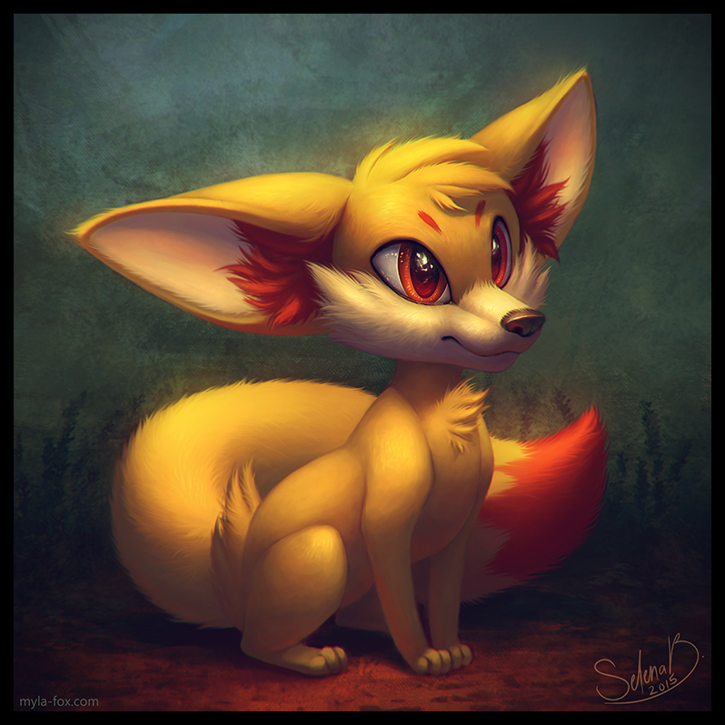 ambiguous_gender black_border border feral fur mouth_closed orange_body orange_fur paws sitting solo white_body white_fur yellow_body yellow_fur mylafox nintendo pokemon fennekin generation_6_pokemon pokemon_(species) 1:1 digital_media_(artwork) digital_painting_(artwork)