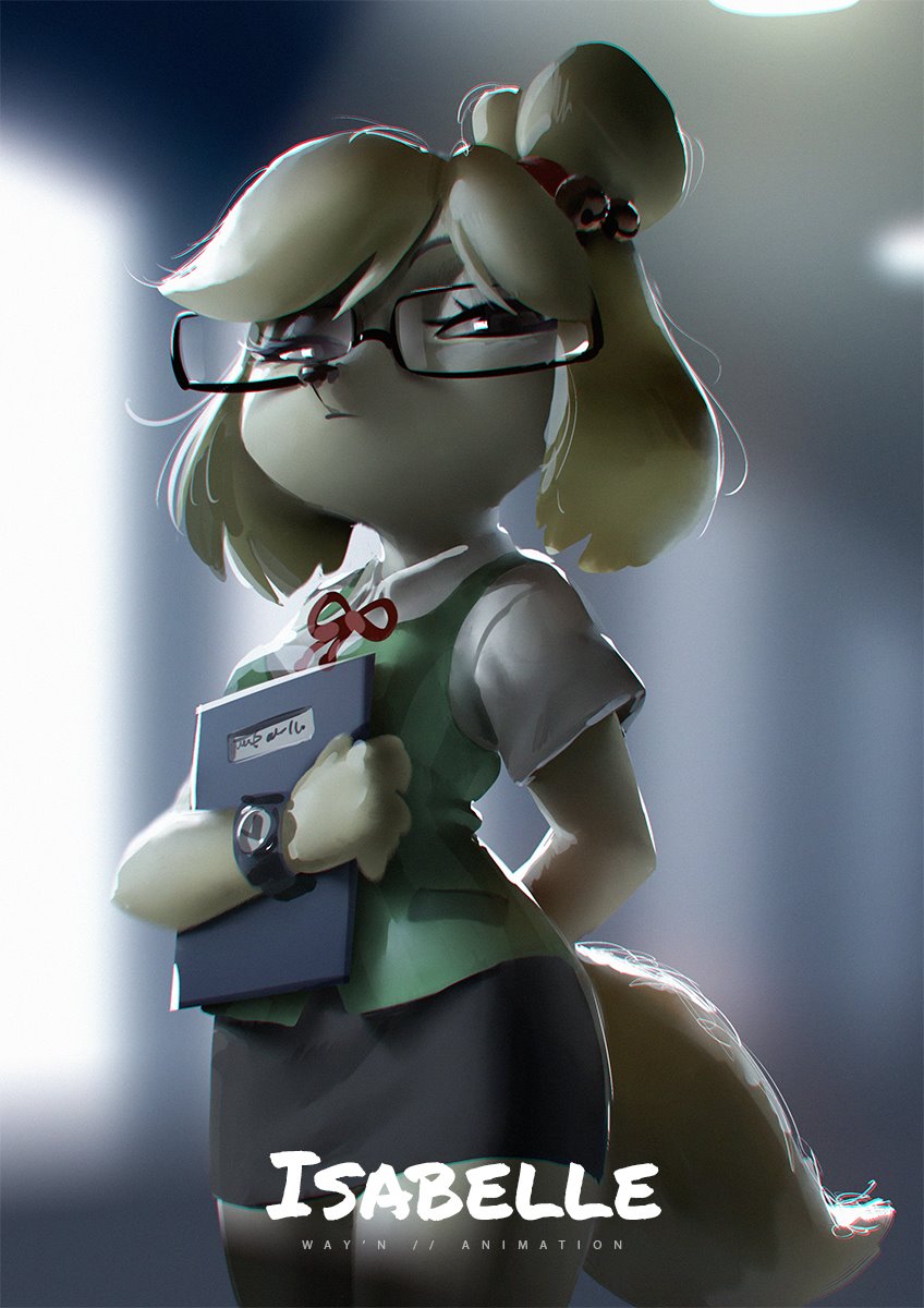 anthro cardigan clock clothed clothing eyewear female fur glasses hair half-closed_eyes narrowed_eyes serious solo watch yellow_body yellow_fur wayn_animation animal_crossing nintendo isabelle_(animal_crossing) canid canine canis domestic_dog mammal shih_tzu toy_dog 2019 adobe_photoshop_(artwork) digital_media_(artwork) hi_res