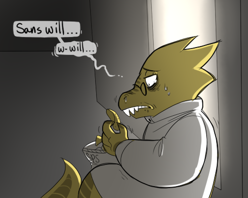 4_fingers anthro chips_(food) clothing coat dialogue eyewear female fingers food glasses lab_coat potato_chips scared shaking solo stuttering tail text topwear vending_machine yellow_body yellow_tail blinkpen undertale undertale_(series) alphys lizard reptile scalie 2015 5:4 english_text low_res