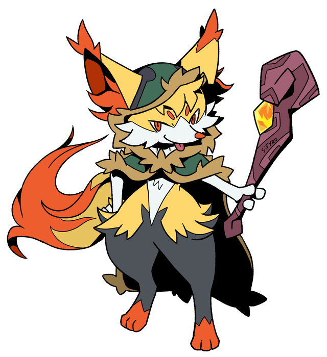 anthro cloak clothing fluffy fluffy_ears fluffy_tail magic_user red_eyes rod tail wide_hips blitzdrachin conditional_dnp nintendo pokemon braixen canid generation_6_pokemon mammal pokemon_(species) alpha_channel