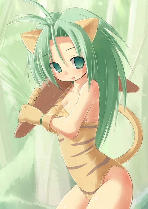 boomerang breasts clothed clothing female grass green_eyes green_hair hair looking_at_viewer open_mouth outside plant solo standing kourourin samurai_shodown cham_cham animal_humanoid cat_humanoid felid felid_humanoid feline feline_humanoid humanoid mammal mammal_humanoid 2009