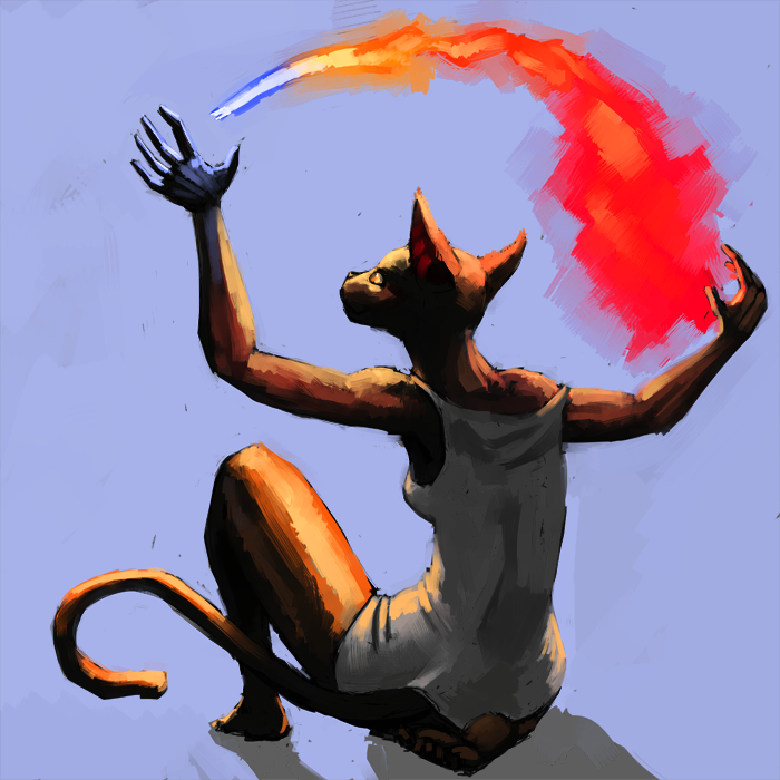 anthro clothed clothing female fire magic nightgown solo white_nightgown thekyleishere soot_(ragamuffins) domestic_cat felid feline felis mammal 1:1