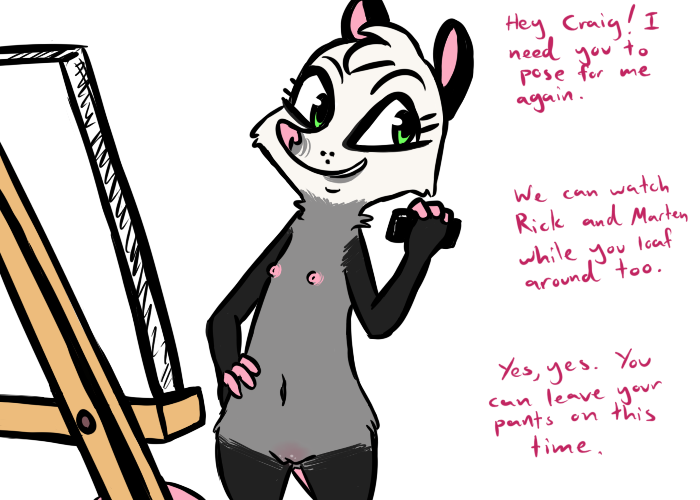 anthro canvas cellphone dialogue easel electronics female flat_chested genitals green_eyes hand_on_hip navel nipples nude phone pussy simple_background solo text white_background inkyfrog disney zootopia fan_character jackie_(inkyfrog) american_opossum mammal marsupial virginia_opossum 2017 english_text