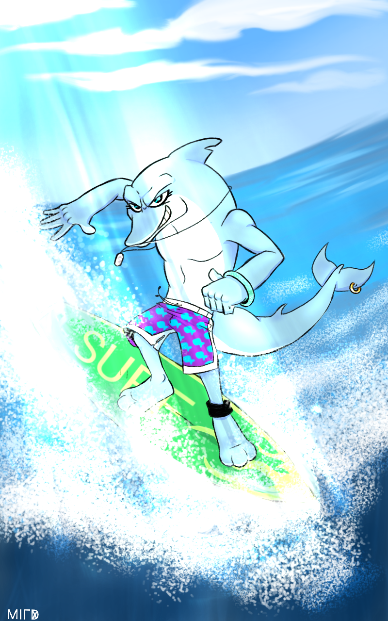 anthro beach board bottomwear clothing male sea seaside shorts solo surf surfing swimming swimming_trunks swimwear water cetacean dolphin mammal marine oceanic_dolphin toothed_whale 5:8 hi_res