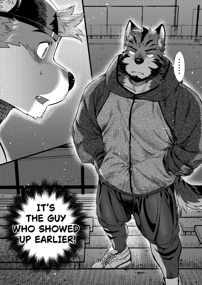 anthro biped clothed clothing ellipsis fur hat headgear headwear male solo tail text nviek5 canid canine canis domestic_dog mammal comic english_text monochrome