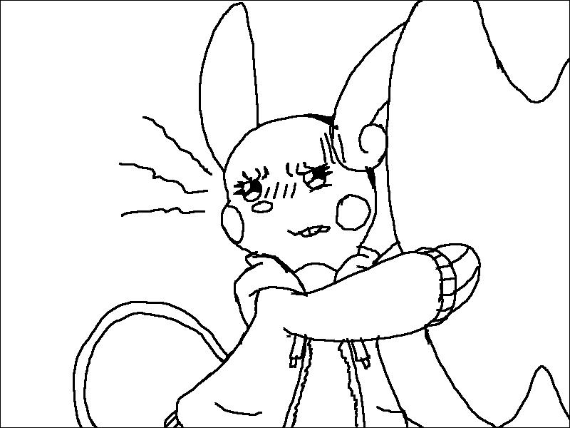 1000_hours_in_ms_paint after_transformation ambiguous_gender annoyed belly buckteeth clothing defensive_stance eyelashes female fur holding_tail implied_transformation simple_background solo sweater tail tail_hug teeth topwear white_background anonymous_artist nintendo pokemon randomizer_raichu alolan_form alolan_raichu generation_7_pokemon mammal pokemon_(species) regional_form_(pokemon) rodent 4:3 monochrome sketch