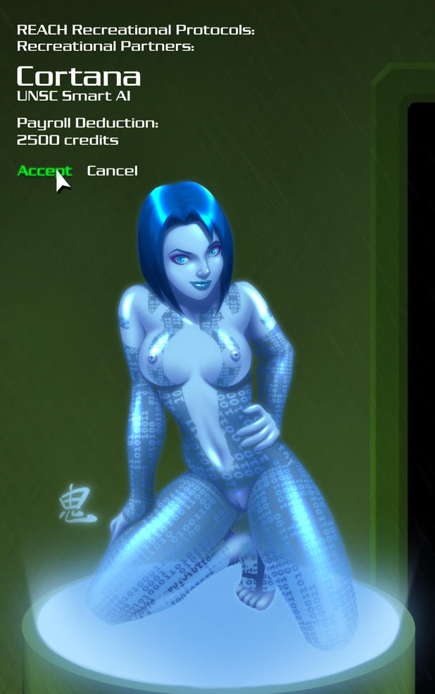 artificial_intelligence binary_code blue_body blue_eyes blue_hair blue_lips blue_pussy breasts clitoris code female genitals hair hand_on_hip hologram kneeling lips looking_at_viewer markings naughty_face nipples not_furry nude pose pussy solo text translucent translucent_body virtual oni_(artist) halo_(series) microsoft xbox_game_studios cortana_(halo) digital_creature humanoid english_text