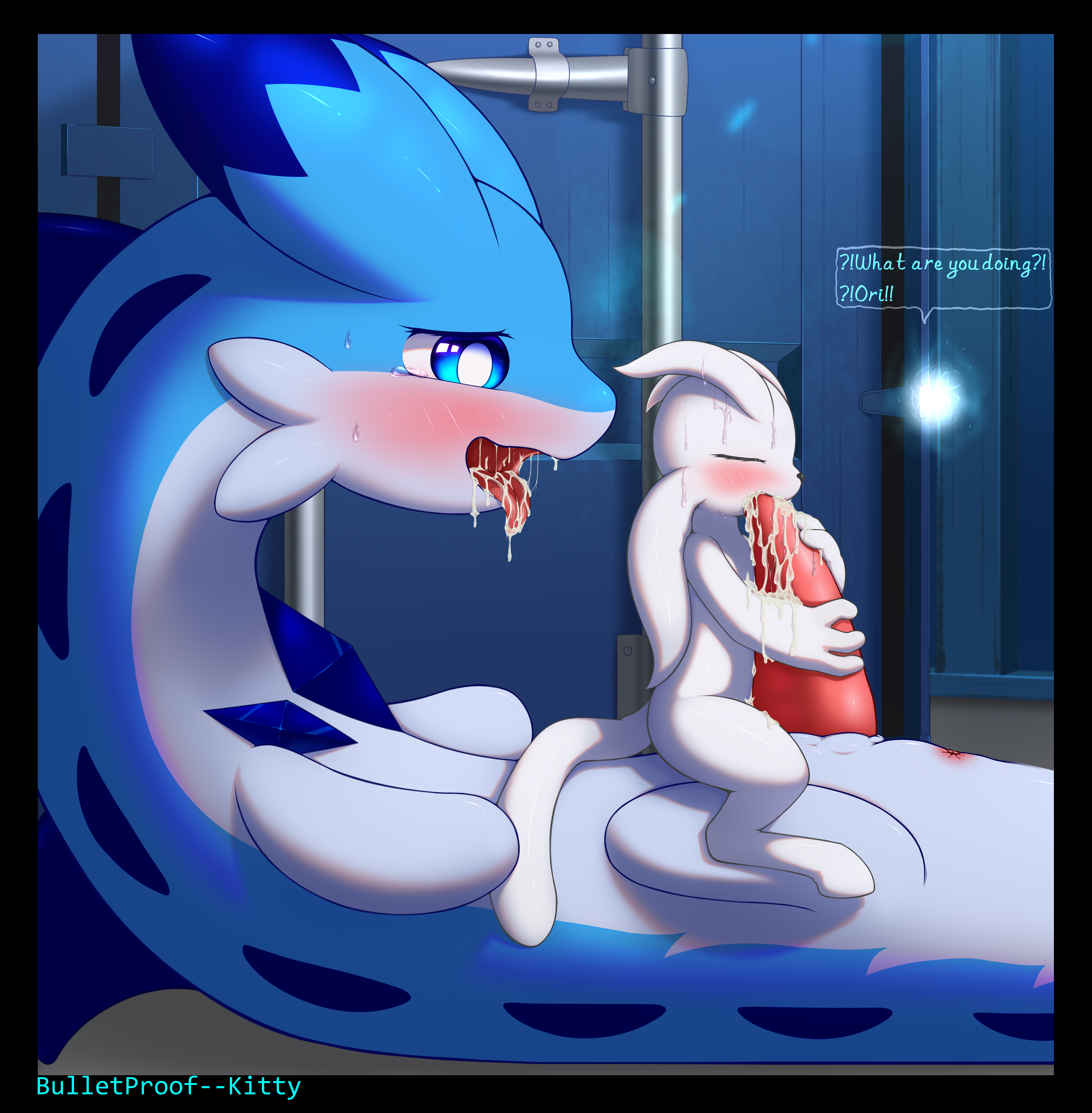 A detailed furry illustration, hinting at age regression in a sexual context