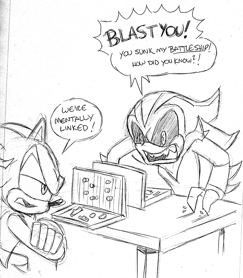 angry anthro black_sclera dialogue duo male simple_background speech_bubble text white_background chauvels archie_comics battleship_(table_game) sega sonic_the_hedgehog_(archie) sonic_the_hedgehog_(comics) sonic_the_hedgehog_(series) eclipse_the_darkling shadow_the_hedgehog alien black_arms_(sonic) eulipotyphlan hedgehog mammal 2015 english_text monochrome