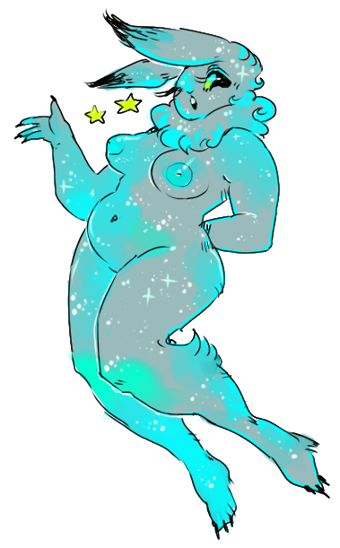 anthro areola belly biped breasts eyelashes featureless_crotch female fluffy fur humanoid_hands medium_breasts navel nipples nude open_mouth simple_background slightly_chubby slightly_chubby_anthro slightly_chubby_female solo sparkles sparkling_body sparkling_fur star star_polygon teal_areola teal_nipples tuft white_background suippupupu lagomorph leporid mammal rabbit 2019 cool_colors shaded teal_theme