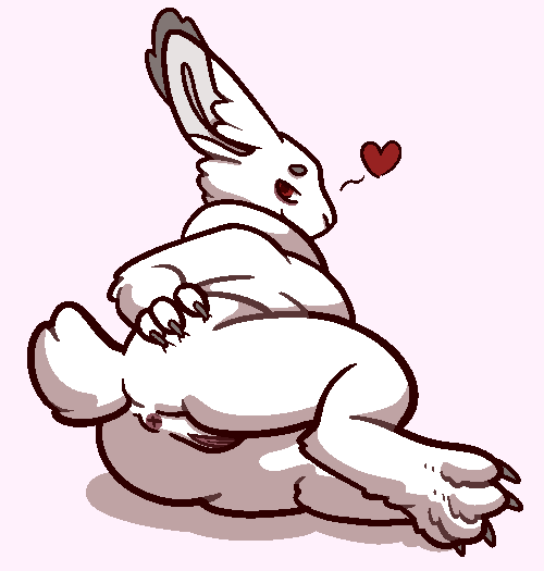 anthro anus butt female genitals heart_symbol looking_at_viewer paws presenting presenting_pussy pussy solo pawberrie winter_rain hare lagomorph leporid mammal snowshoe_hare