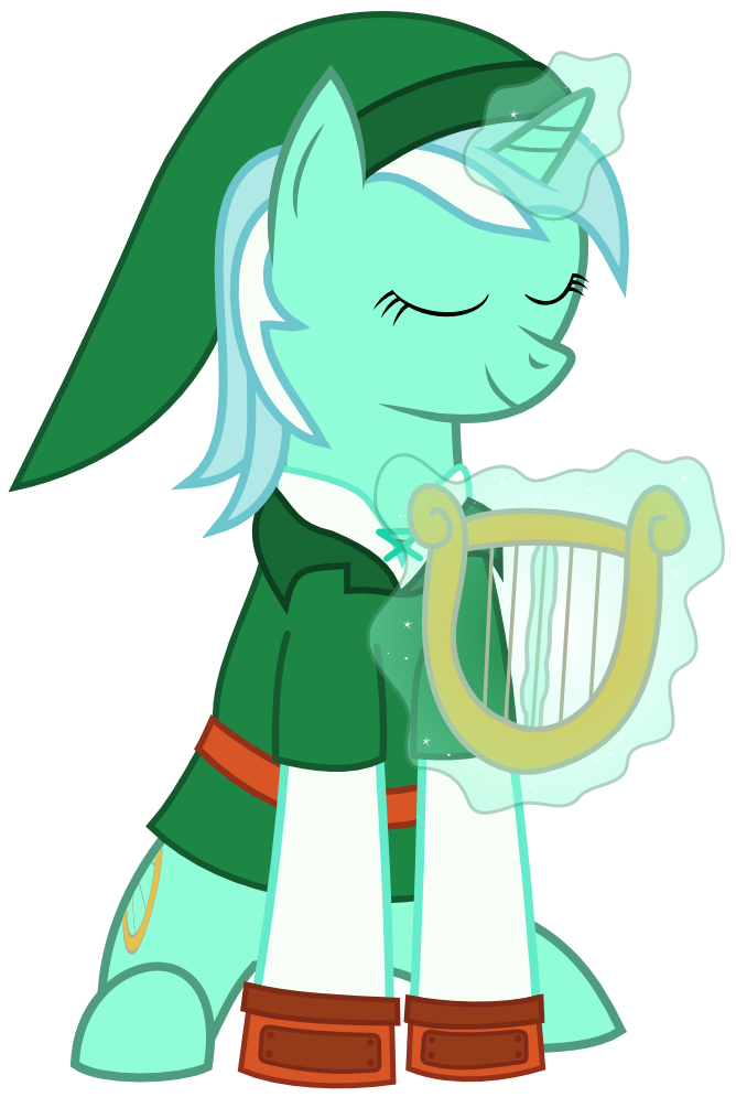 female feral harp horn musical_instrument plucked_string_instrument simple_background solo string_instrument transparent_background pageturner1988 friendship_is_magic hasbro my_little_pony mythology nintendo the_legend_of_zelda link lyra_heartstrings_(mlp) equid equine mammal mythological_creature mythological_equine unicorn alpha_channel crossover