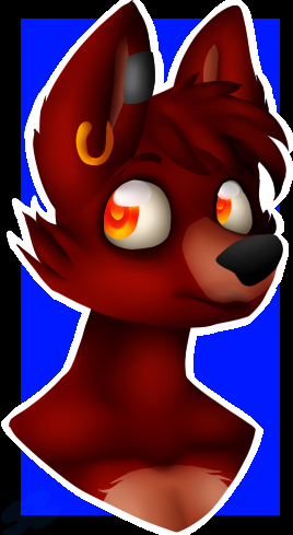 anthro black_border border machine male orange_eyes simple_background solo atomic52 five_nights_at_freddy's scottgames foxy_(fnaf) animatronic canid canine fox mammal robot bust_portrait low_res portrait