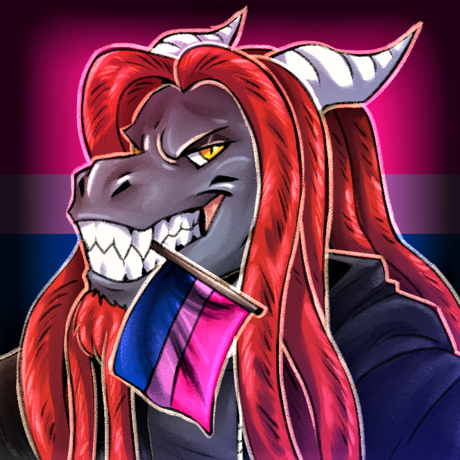 2_horns anthro apode bisexual_pride_colors black_body black_clothing black_hoodie black_scales black_topwear clothed clothed_anthro clothed_male clothing curved_horn dreadlocks facial_hair fangs flag flag_in_mouth furrowed_brow goatee grey_clothing grey_shirt grey_topwear hair hair_over_shoulder hoodie horn legless lgbt_pride long_hair looking_at_viewer male male_anthro object_in_mouth open_clothing open_hoodie open_topwear pride_color_background pride_color_flag pride_colors red_facial_hair red_goatee red_hair scales serpentine shirt simple_background smile smiling_at_viewer solo teeth toothy_grin topwear white_horn yellow_eyes jerichoe mythology knux_(maestroknux) draconcopode dragon hybrid mythological_creature mythological_scalie naga scalie 1:1 bust_portrait colored digital_drawing_(artwork) digital_media_(artwork) icon portrait shaded