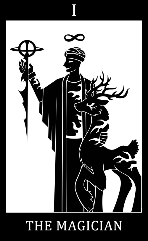 black_border border card card_template fortune_telling major_arcana roman_numeral silhouette simple_background tarot tarot_card text the_magician_(tarot) white_background white_text sunnyclockwork scp_foundation saturn_deer 2015 black_and_white digital_drawing_(artwork) digital_media_(artwork) english_text monochrome