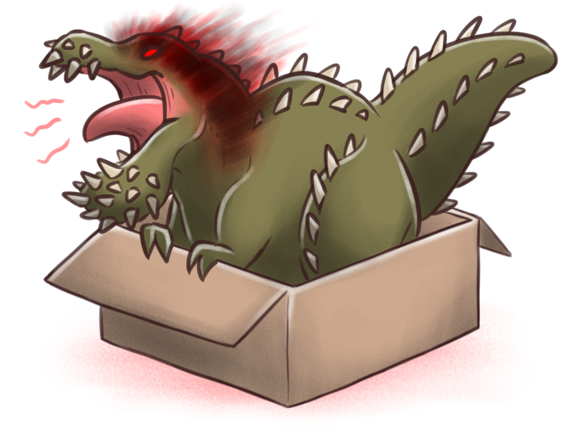 ambiguous_gender box container feral in_box in_container scales simple_background solo tail canes-cm capcom european_mythology monster_hunter mythology brute_wyvern deviljho dragon mythological_creature mythological_scalie reptile scalie western_dragon wyvern 4:3