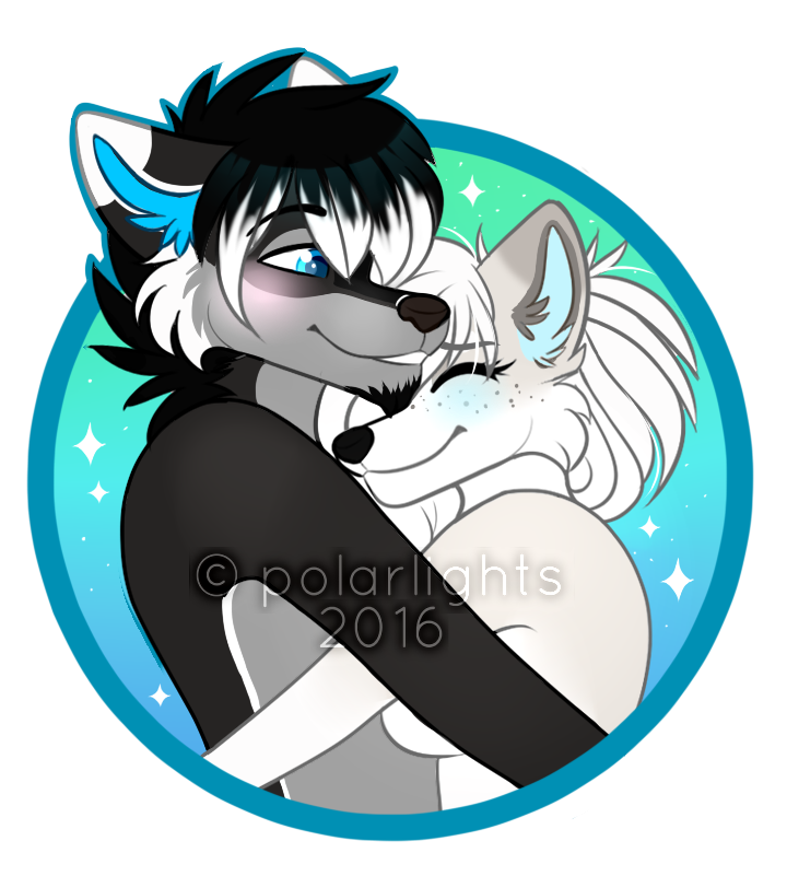 anthro duo facial_hair female fur goatee hair hug male male/female nude romantic romantic_couple smile northfelle jared_(augmented_fear) tundra_(polarlights) canid canine canis fox mammal wolf alpha_channel watermark