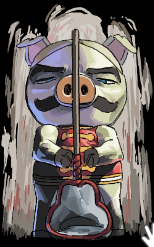 blue_eyes bottomless clothed clothing eyebrows facial_hair looking_at_viewer mustache solo standing thick_eyebrows haramikarubi animal_crossing nintendo chops_(animal_crossing) domestic_pig mammal suid suina sus_(pig) 2024 colored_sketch sketch