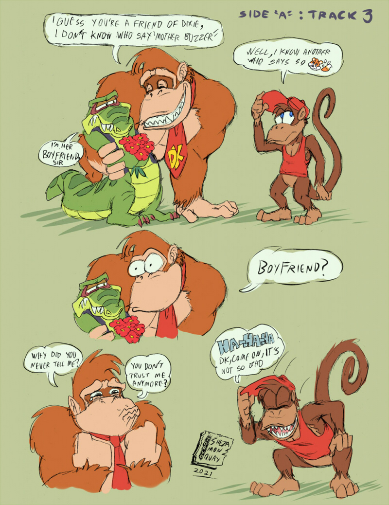 anthro fanfiction funny_face group male text shesamonkey diddy_kong_pilot diddy_kong_racing diddy_kong_racing_ds donkey_kong_(series) nintendo nintendo_ds nintendo_ds_family nintendo_switch super_nintendo diddy_kong donkey_kong_(character) krunch_the_kremling alligator alligatorid ape crocodile crocodilian gorilla haplorhine kong kremling mammal monkey primate reptile scalie comic english_text