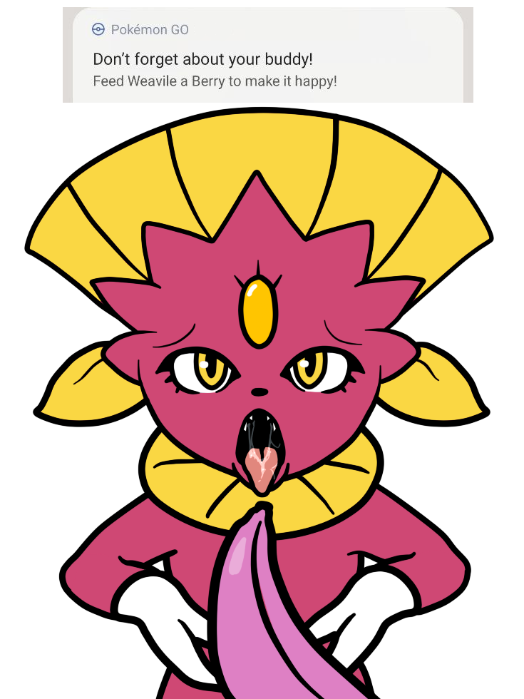 ambiguous_gender anthro berry bodily_fluids drooling fangs food food_fetish fruit looking_at_viewer pink_body plant saliva solo suggestive suggestive_food teeth text tongue tongue_out yellow_eyes naughtysableye nintendo pokemon generation_4_pokemon pokemon_(species) shiny_pokemon weavile 3:4 english_text