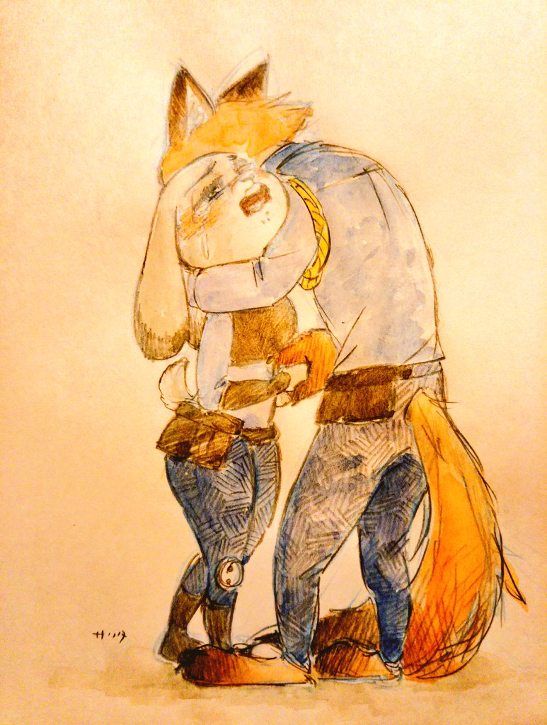 anthro barefoot bodily_fluids clothed clothing comforting crying dipstick_ears dipstick_tail duo ear_markings ears_down feet female fur half-closed_eyes hug inner_ear_fluff male markings multicolored_ears multicolored_tail narrowed_eyes open_mouth pivoted_ears police police_uniform tail tail_markings tears tuft uniform saritaaaaaaa82 disney zootopia judy_hopps nick_wilde canid canine fox lagomorph leporid mammal rabbit red_fox true_fox 2017