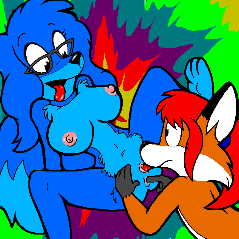 abstract_background anal anal_fingering anthro blue_body blue_fur blue_hair breasts cunnilingus duo eyewear female fingering fingering_partner flat_chested fur genitals glasses hair licking nipples oral orange_body orange_fur pussy red_hair sex spread_legs spreading tail tongue tongue_out vaginal young young_anthro toonpimp ozy_and_millie rainedog millicent_mudd raine_(rainedog) canid canine canis domestic_dog fox mammal 1:1 crossover