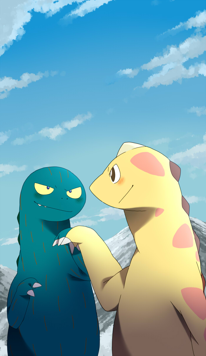 duo heart_symbol male konbu you_are_umasou hearto lighto dinosaur prehistoric_species reptile scalie hi_res source_request