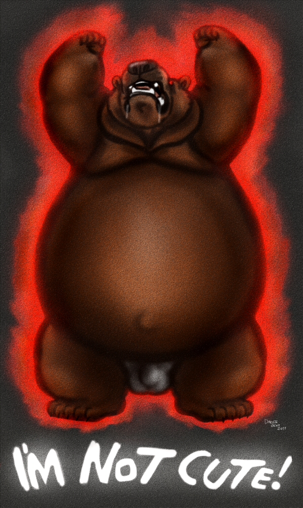 angry belly big_belly big_bulge bodily_fluids bulge clothed clothing drooling male overweight overweight_male saliva solo thong topless underwear dakota-bear bear mammal