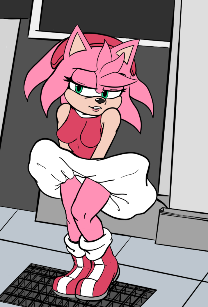 accidental_flashing anthro bottomwear clothed clothing dress female raised_bottomwear raised_clothing raised_skirt skirt solo vent wind_blowing_skirt wind_lift lewdsharx sega sonic_the_hedgehog_(series) the_seven_year_itch amy_rose marilyn_monroe eulipotyphlan hedgehog mammal