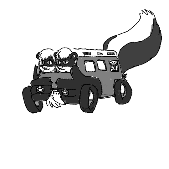 2_heads after_transformation bus commercial_vehicle conjoined multi_head multifur public_transportation simple_background solo vehicle vehicle_for_hire what_has_science_done white_background why bobskunk 1:1 monochrome