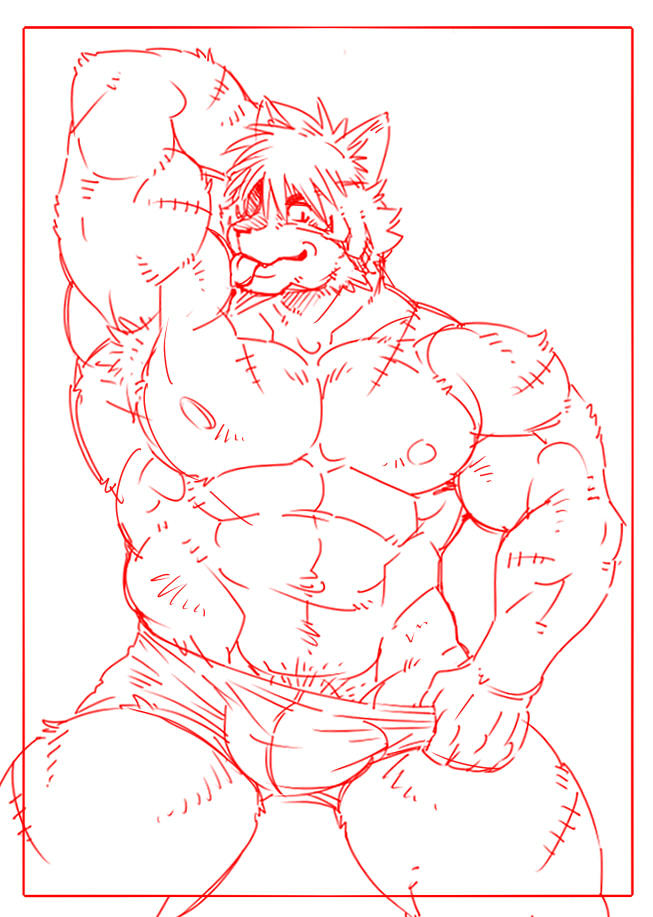 abs anthro armpit_hair biceps big_muscles body_hair clothing eye_patch eyewear fur male markings muscular muscular_anthro muscular_male nipples pecs scar solo stripes underwear undressing dandoo drakuun dard felid mammal pantherine tiger