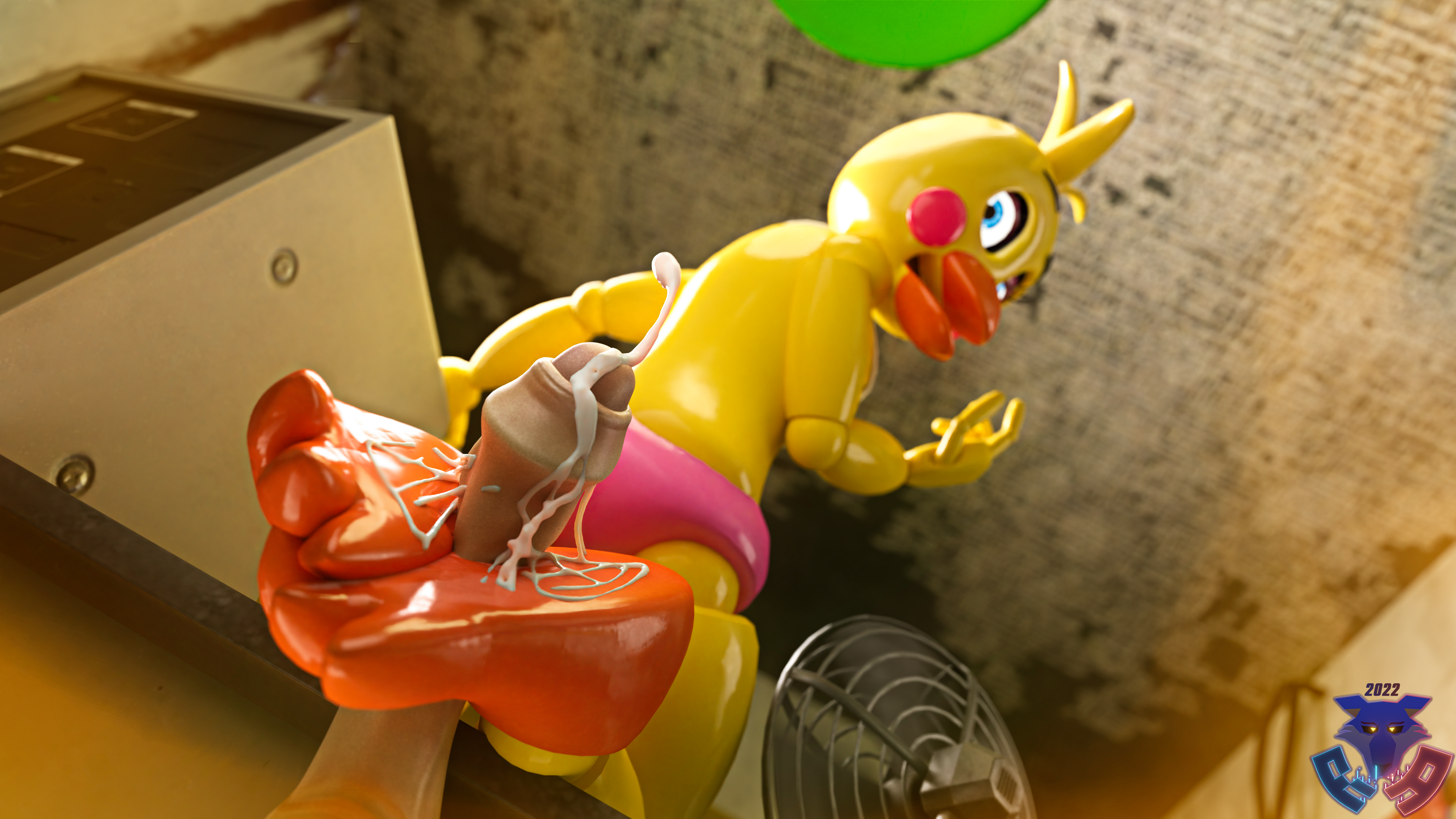 Animatronic kneeling alluringly