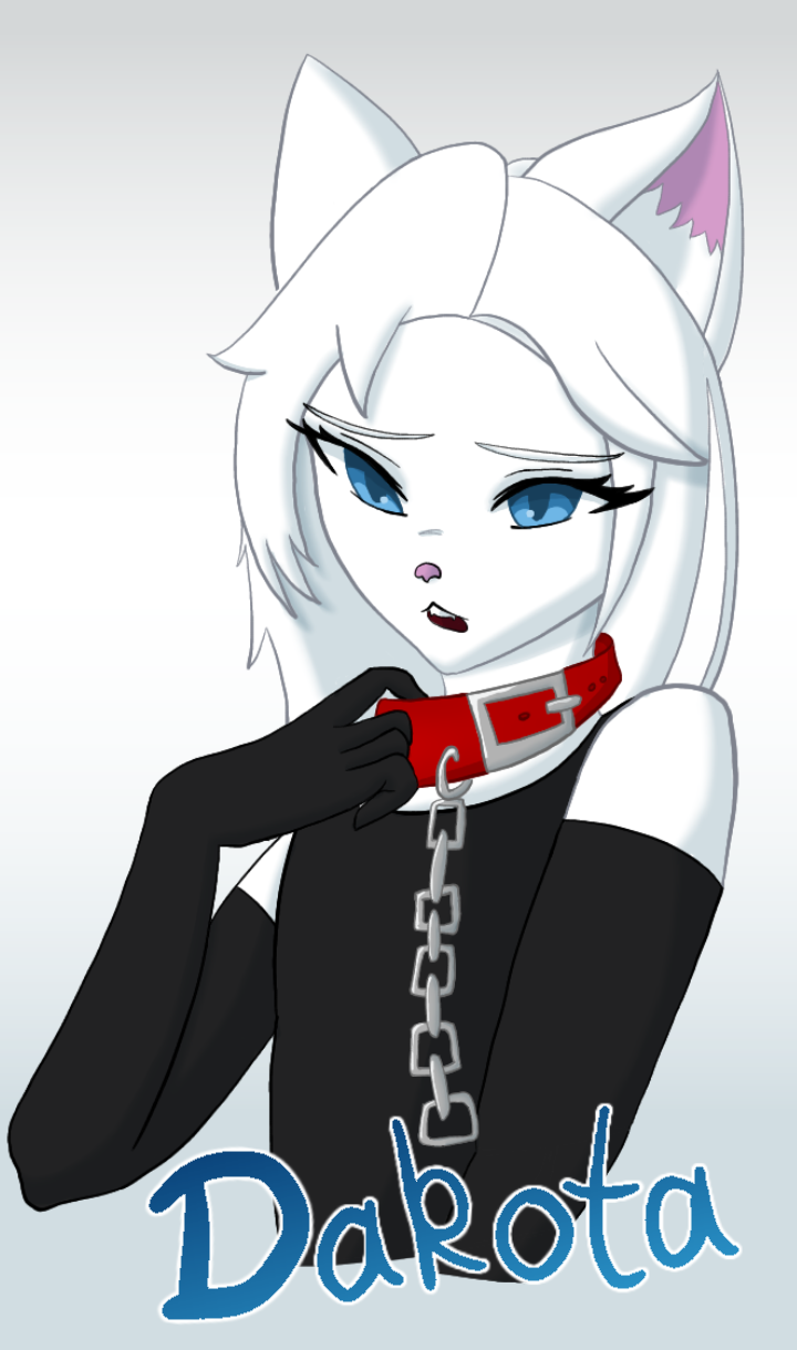 anthro armwear blue_eyes chain clothing collar femboy first_person_view fur hair male solo white_body white_fur white_hair yeetboi420z dakota_(yeetboi420z) domestic_cat felid feline felis mammal hi_res