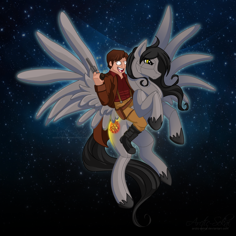 cutie_mark duo female feral gun handgun male pistol ranged_weapon revolver riding space weapon wings arctic-sekai firefly_(franchise) friendship_is_magic hasbro my_little_pony mythology malcolm_reynolds equid equine human mammal mythological_creature mythological_equine pegasus