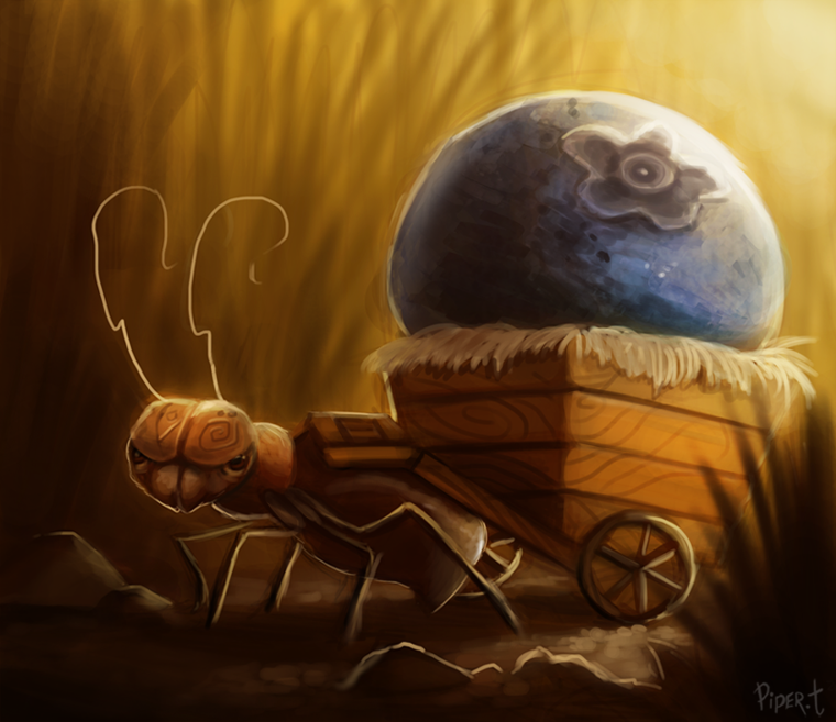 antennae_(anatomy) blueberry_(fruit) cart cart_pull food fruit grass plant solo piper_thibodeau ant arthropod hymenopteran insect digital_media_(artwork) digital_painting_(artwork)