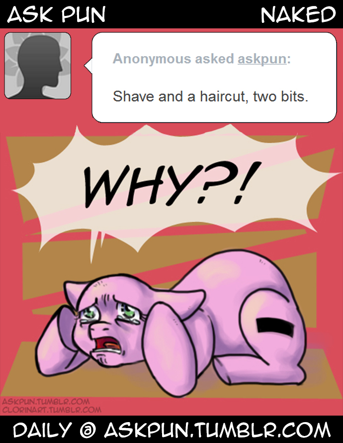 cutie_mark female feral shaved solo text unknown_artist ask_pun hasbro my_little_pony tumblr anonymous fan_character pun_pony earth_pony equid equine horse mammal pony comic english_text url