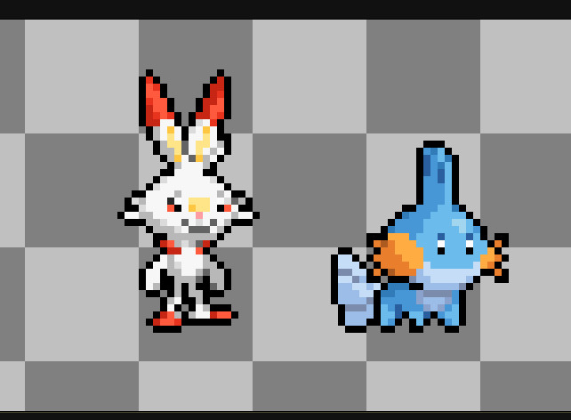 ambiguous_gender anthro blue_body duo fur happy orange_body orange_fur simple_background white_body white_fur souljun nintendo pokemon generation_3_pokemon generation_8_pokemon mudkip pokemon_(species) scorbunny 2024 digital_media_(artwork) english_description letterbox pixel_(artwork)