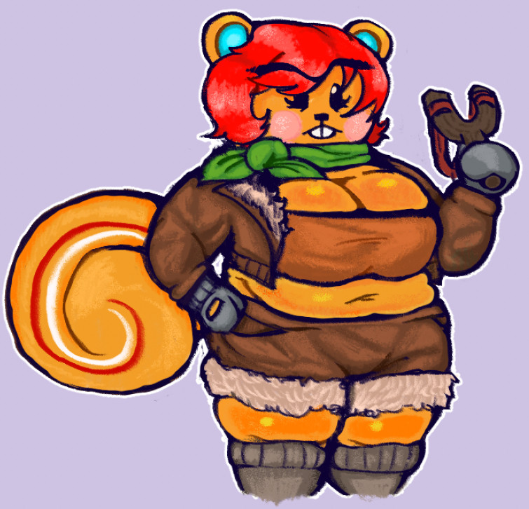 absolute_territory alternate_costume anthro big_breasts biped breasts buckteeth clothed clothed_anthro clothed_female clothing cosplay crossover_cosplay eyebrow_through_hair eyebrows female fully_clothed fully_clothed_anthro fully_clothed_female fur_lined_bottomwear fur_lined_clothing fur_lined_shorts gloves hair handwear holding_object holding_ranged_weapon holding_slingshot holding_weapon jacket mittens navel open_clothing open_jacket open_topwear ranged_weapon short_stack simple_background slightly_chubby slingshot solo superhero_costume tail teeth thick_thighs topwear translucent translucent_hair weapon bajaboobey animal_crossing marvel marvel_rivals nintendo hazel_(animal_crossing) squirrel_girl_(marvel) mammal rodent sciurid tree_squirrel 2024 crossover